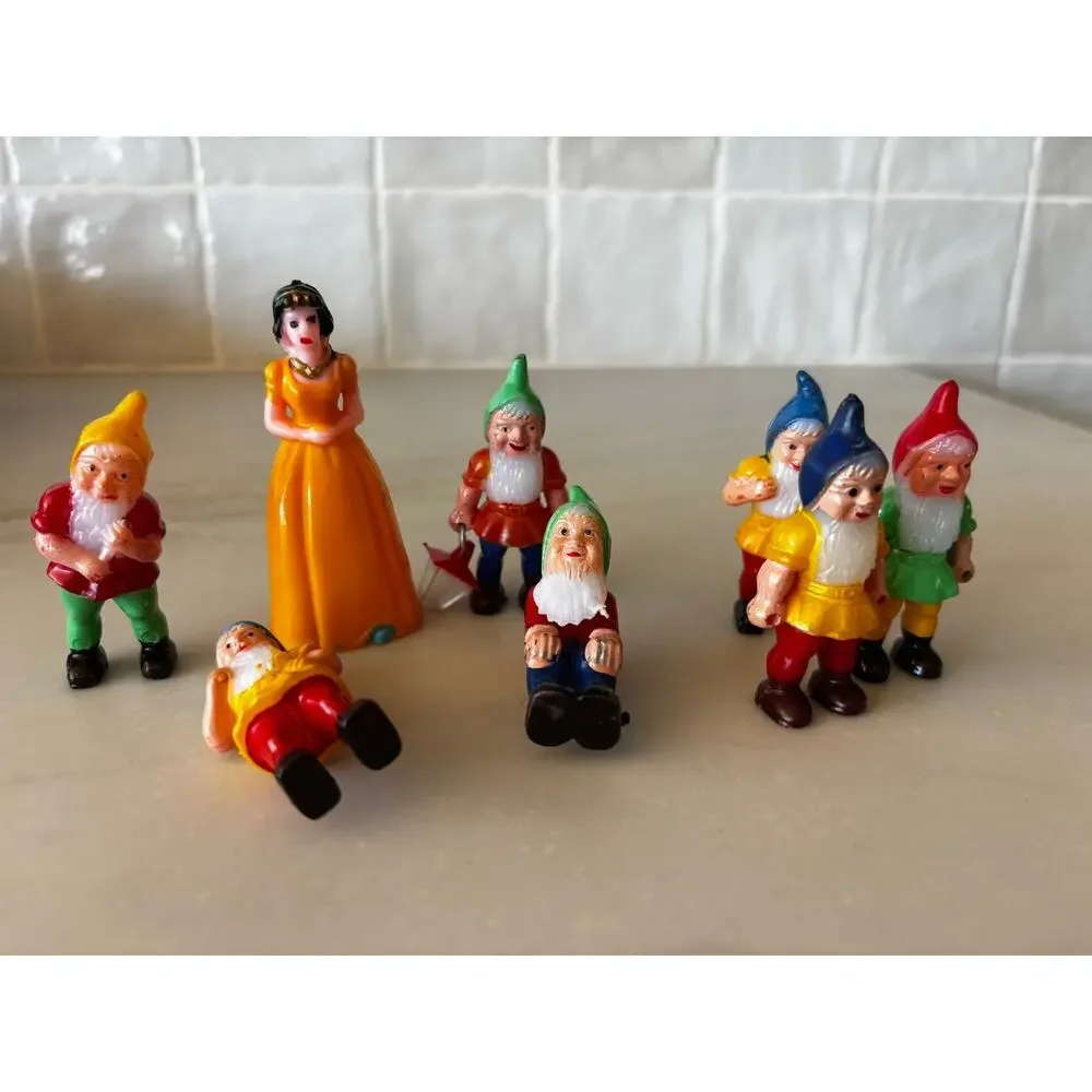 Vintage Snow White & Seven Dwarfs Plastic Figures Hong Kong Disney Dwarfs Lot